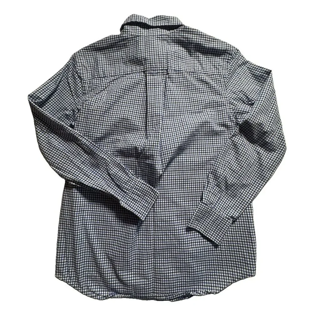 Ralph Lauren Boys M 10-12 Blue White Gingham Button Down Shirt Pony Logo